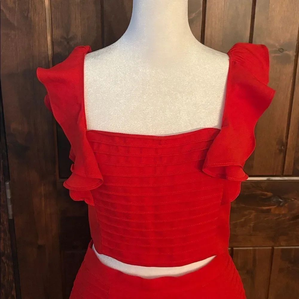 Showpo. Red Ruffled Skirt set - Picture 2 of 3